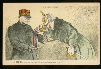 Carte postale, Satirique en Couleurs, vers 1914_12 : Un petit cadeau que j