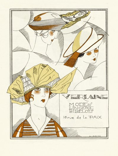 Publicité pour Verlaine, Modes, Lingerie, Bibelots, pub. 1914 - Fernand Siméon