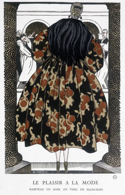 Manteau du soir de Bianchini - Illustration par Fernand Simeon, dans la Gazette du bon ton - Fernand Siméon
