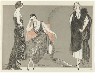 Gazette du Bon Ton, 1920 - No. 7, Croquis Pl. XXXV : Doeuillet - Fernand Siméon