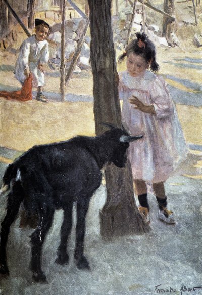 Fille et chèvre - Fernando Alberto