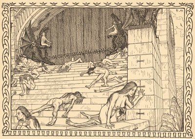 Devant le Temple de Tat, Planche 7, du portfolio 