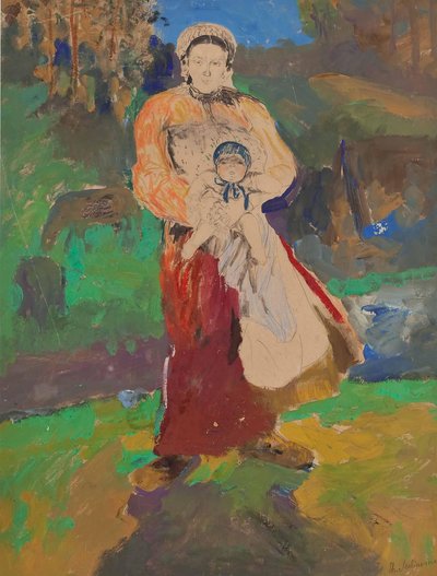Mère et enfant dans le paysage - Filipp Andreevic Maljavin