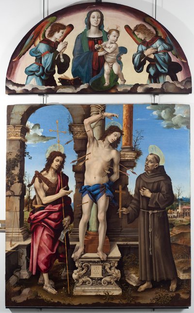 Saint Sébastien entouré de Saint Jean-Baptiste et de Saint François d