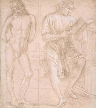 Jeune homme debout avec les mains derrière le dos, et un jeune homme assis lisant (recto) - Filippino Lippi