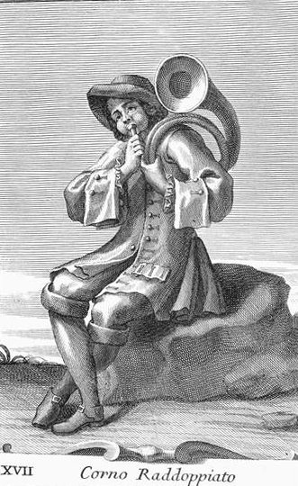 Corno Raddoppiato, planche XVII de Gabinetto Armonica, 1722 - Filippo Bonanni