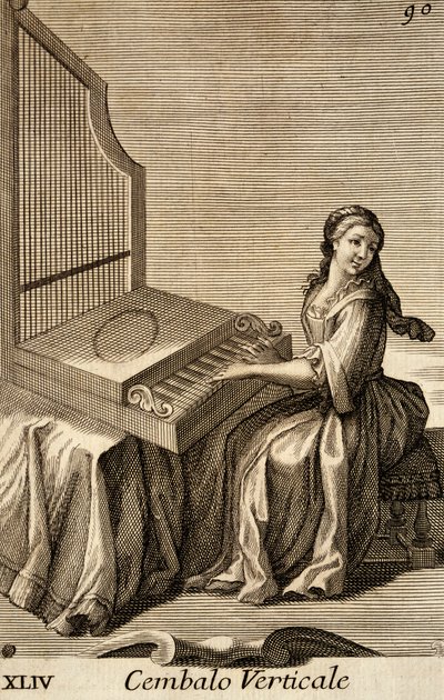 Femme jouant du clavecin vertical - Filippo Bonanni