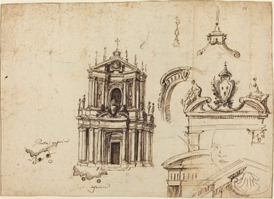 Études pour la façade de Santa Cristina [recto] - Filippo Juvarra