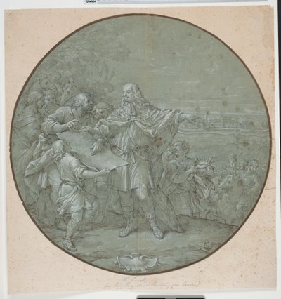 Cosimo III fortifie le port de Livourne. Dessin préparatoire pour une plaque en argent, l