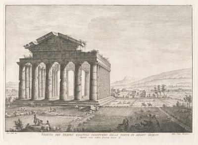 Vue du temple hexastyle périptère du côté sud, de 