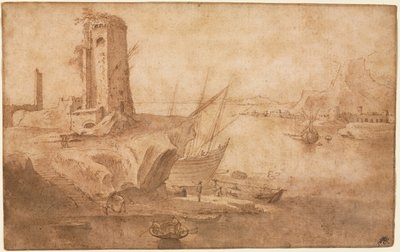 Paysage avec tour au bord de la mer, 1600-1614 - Filippo Napoletano