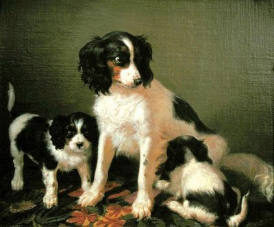 Un épagneul avec deux chiots - Filippo Palizzi