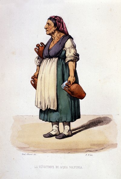 Petit commerce de la ville de Naples : vendeuse ambulante d