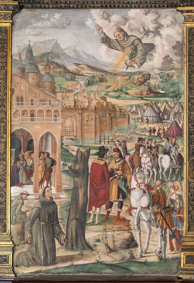Le Saint apparaissant au bienheureux Luca Belludi prédisant la libération de Padoue, École du Saint - Filippo da Verona