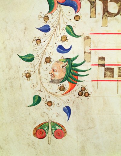 Missel 515 f.72v Bordure feuillue zoomorphe (détail d