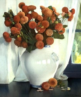 Dahlias rouges - Firmin Baes