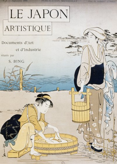 Femmes lavant dans la rivière, couverture par Firmin Gillot, Le Japon Artistique, documents d