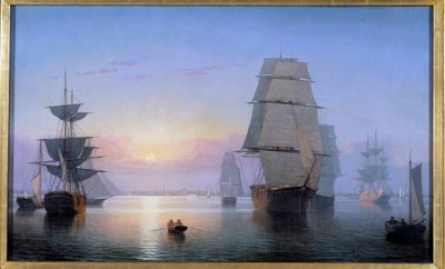 Port de Boston au coucher du soleil en 1850 - Fitz Henry Lane