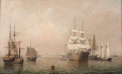 Navires marchands au large du port de Boston, 1863 - Fitz Henry Lane