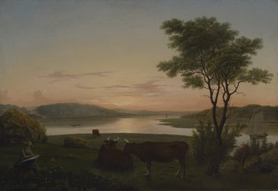 Inlet de la Nouvelle-Angleterre avec Autoportrait - Fitz Henry Lane