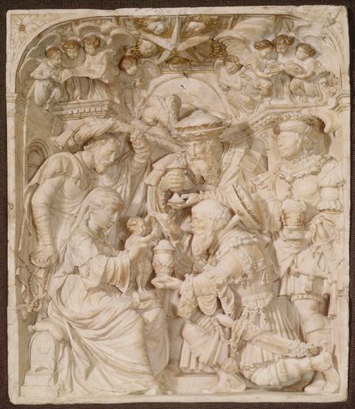 Adoration des mages, relief en albâtre et doré peint, flamand, inscrit 