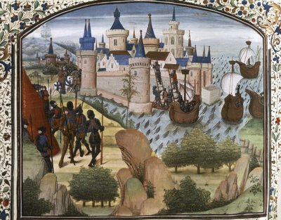 CROISADES: Constantinople assiégée par les Croisés - Flemish School