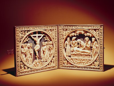 Crucifixion et Mise au tombeau, vers 1400 - Flemish School
