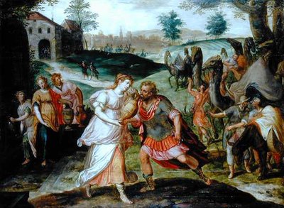 Éliézer et Rebecca au puits, vers 1580 - Flemish School