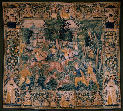 Tapisserie flamande. Chasse au cerf. Atelier d