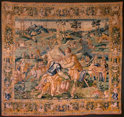 Tapisserie flamande. Camp militaire près de la rivière Granikos. Atelier d