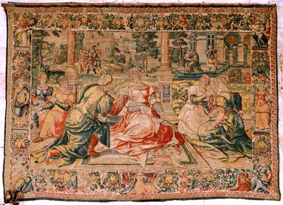 Tapisserie flamande. Série Marc Antoine et Cléopâtre. Cléopâtre et sa cour. Modèle Carton attribué à Pieter Coecke van Aelst. Manufacture Bruxelles(?). Seconde moitié du 16ème siècle. - Flemish School