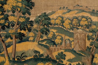 Tapisserie flamande. Série Histoire de Cyrus. Tomyris ordonne que la tête de Cyrus soit plongée dans un récipient de sang. Anonyme, basé sur Michiel Coxcie. Atelier Anvers. Soie et laine. - Flemish School