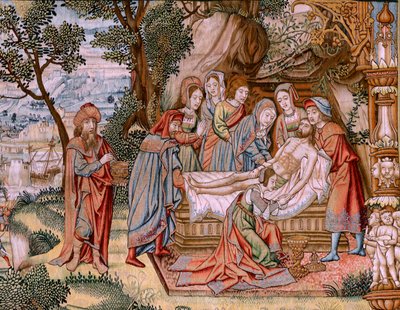 Tapisserie Flamande. Série La Passion du Christ. La Descente de Croix. Deuxième série de tapisseries de la Passion du Christ appartenant au Patrimonio Nacional. Modèle Dessinateurs du cercle de Jan van Roome. Manufacture Pieter va - Flemish School