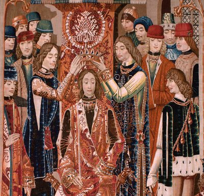 Tapisserie flamande. Série Inconnue. Histoire romaine ? Tarquin le Superbe. Manufacture Ateliers de Bruxelles ?. Vers 1475. Tissu Laine et soie, 6 fils par cm. Origine Don du comte Alba de Aliste, arrivée à la cathédrale en 1608. - Flemish School