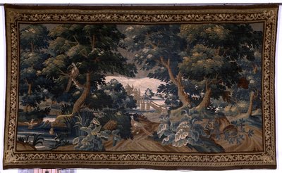 Tapisserie flamande. Verdure. Scène d