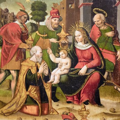 Sainte famille et trois rois mages - Flemish School