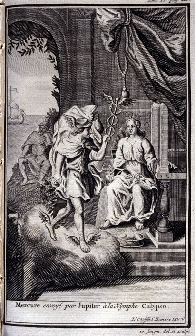 Mercure envoyé par Jupiter à la nymphe Calypso. Illustration pour le livre V de l
