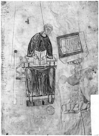 Ms 528 fol.1r Lectionnaire, le copiste - Flemish School
