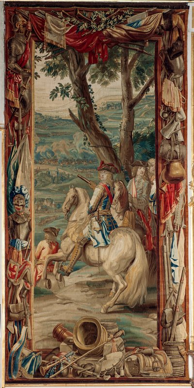 Palais (Schlossanlage Schleißheim). Tapisserie flamande. Atelier de Bruxelles Judocus De Vos. Design Lambert De Hondt. Maximilien II Emmanuel (Maximiliaan Emmanuel et deux fantassins). 400x175cm. Laine et soie. Vers 1715 - 1724 - Flemish School