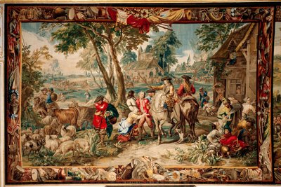 Palais (Schlossanlage Schleißheim). Tapisserie flamande. Atelier de Bruxelles Judocus De Vos. Design Lambert De Hondt. Pillage. 400x595cm. Laine et soie. Vers 1715 - 1724 - Flemish School