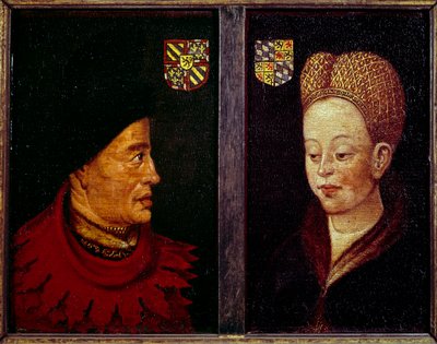 Portrait de Jean sans Peur, Duc de Bourgogne et Marguerite de Bavière, Duchesse de Bourgogne - Flemish School