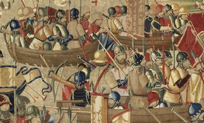 Tapisserie montrant les conquêtes du roi Alphonse V du Portugal (Conquistas de Alfonso V de Portugal), Tournai. Détail. - Flemish School