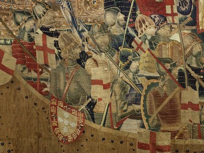 Tapisserie montrant les conquêtes du roi Alphonse V de Portugal, Tournai. (détail) - Flemish School