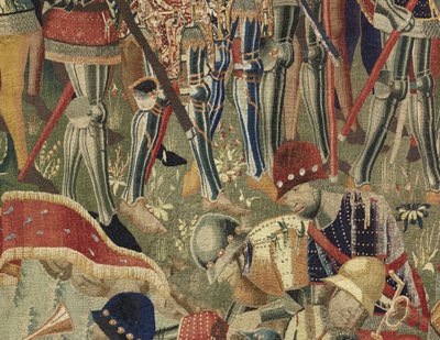 Tapisserie montrant les conquêtes du roi Alphonse V de Portugal, Tournai. (détail) - Flemish School