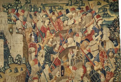 Tapisserie montrant les conquêtes du roi Alphonse V du Portugal, Tournai (détail) - Flemish School