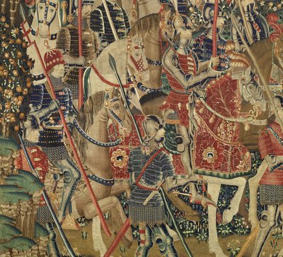 Tapisserie montrant les conquêtes du roi Alphonse V du Portugal, Tournai (détail) - Flemish School