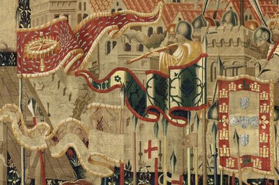 Tapisserie montrant les conquêtes du roi Alphonse V du Portugal, Tournai (détail) - Flemish School