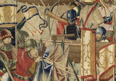 Tapisserie montrant les conquêtes du roi Alphonse V de Portugal, Tournai. Détail. - Flemish School