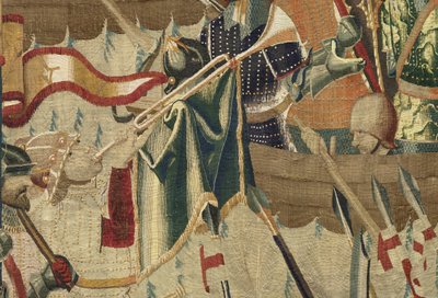 Tapisserie montrant les conquêtes du roi Alphonse V de Portugal, Tournai. Détail. - Flemish School
