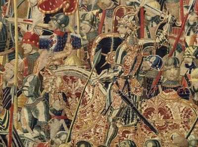 Tapisserie montrant les conquêtes du roi Alphonse V de Portugal, Tournai. Détail. - Flemish School